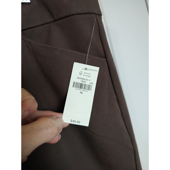 New Old Navy Size 18 High Rise Pixie Full Length Split Hem Pants Brown Trousers - Picture 4 of 8
